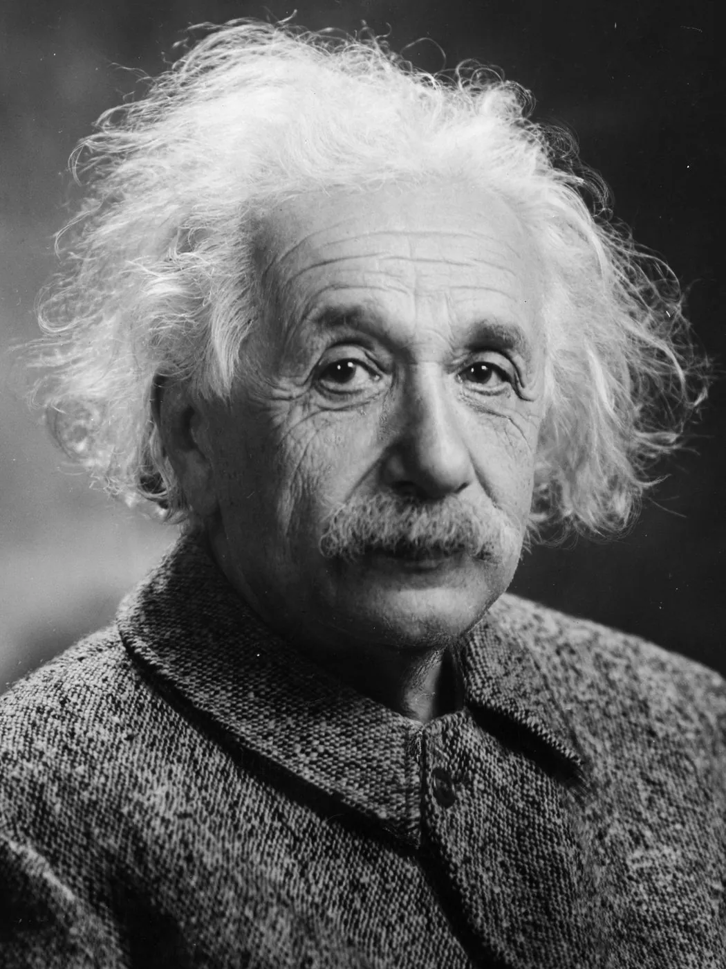 Photographic portrait of Albert Einstein by Oren Jack Turner, 1947, held by the Library of Congress