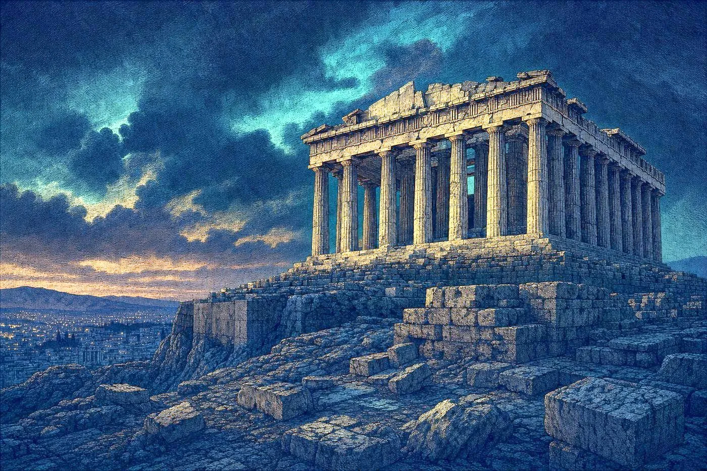 The ruins of the Parthenon on the Acropolis in Athens