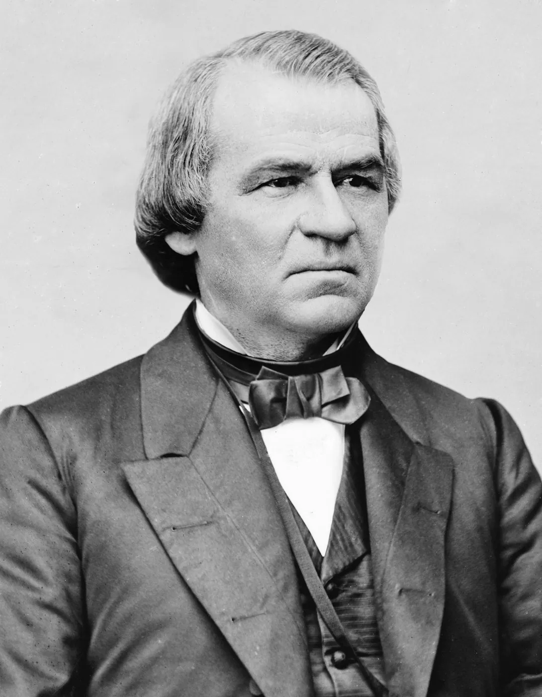 Photographic portrait of Andrew Johnson, head and shoulders, by Mathew Brady