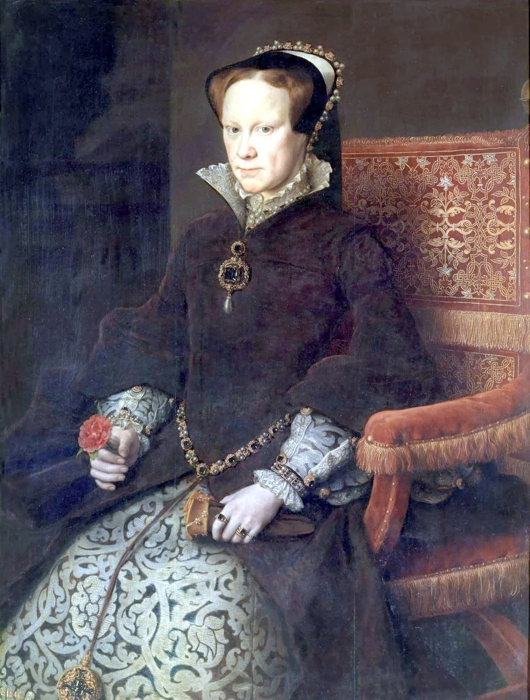 Painted portrait of Mary I of England by Antonis Mor, 1554, Museo del Prado