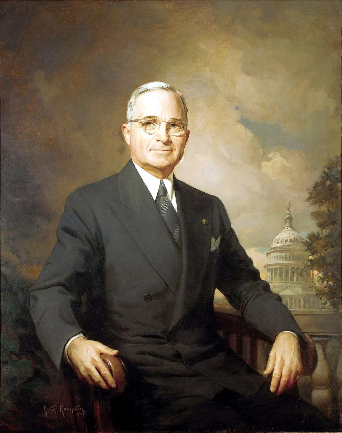 Official presidential portrait of Harry S. Truman, painted by Greta Kempton