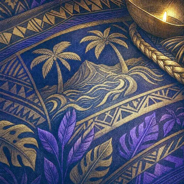 Woven traditional Hawaiian pattern textile detail