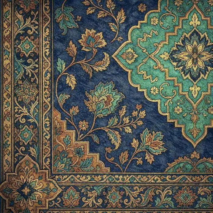 Detail of an ornate antique Persian carpet pattern