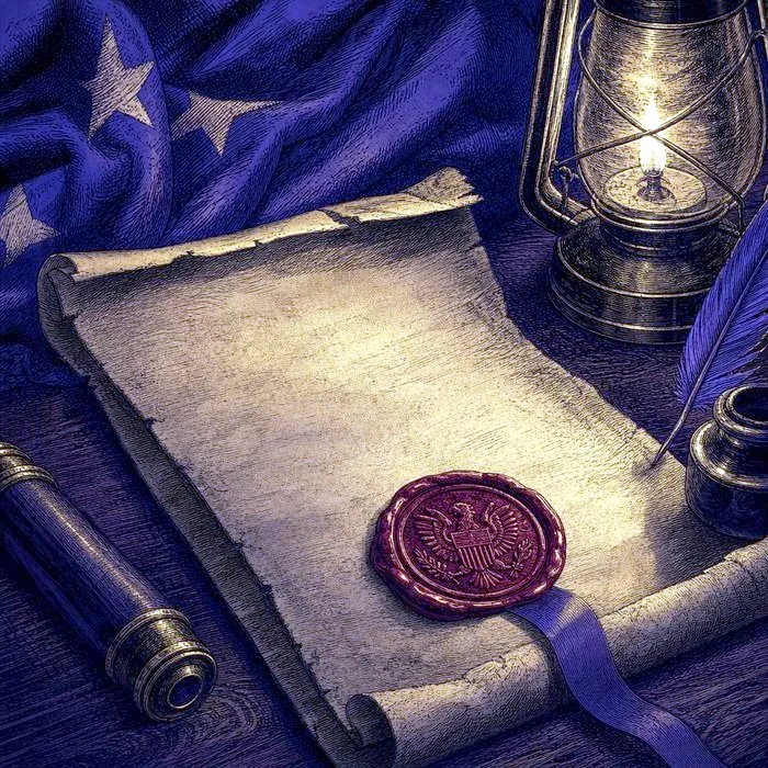 Antique handwritten colonial charter document with wax seal