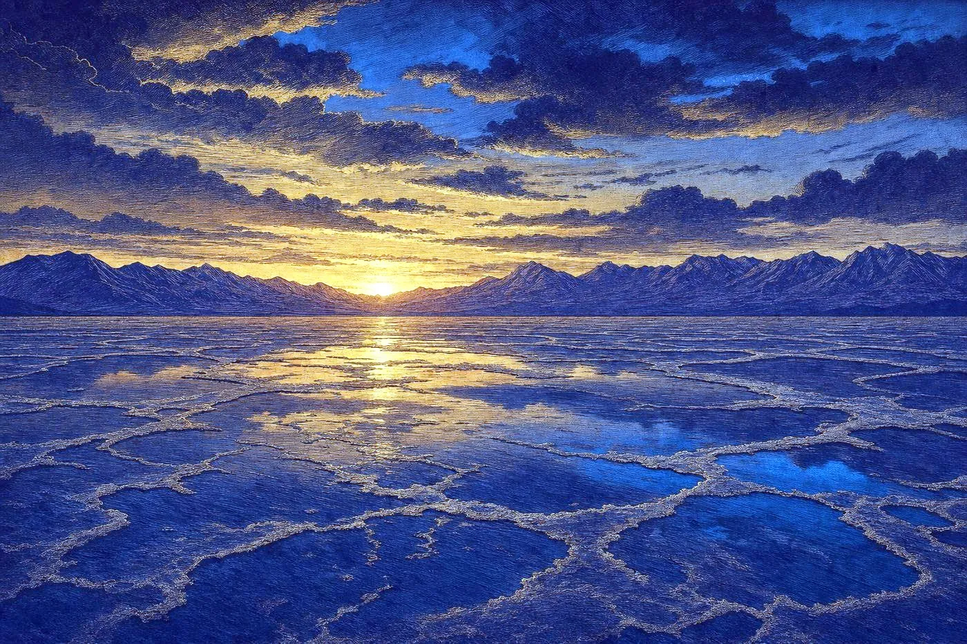 The Great Salt Lake and mountains at sunset